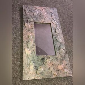 Floral Rectangular Mirror with Textured Frame Beautiful papier-mâché style
